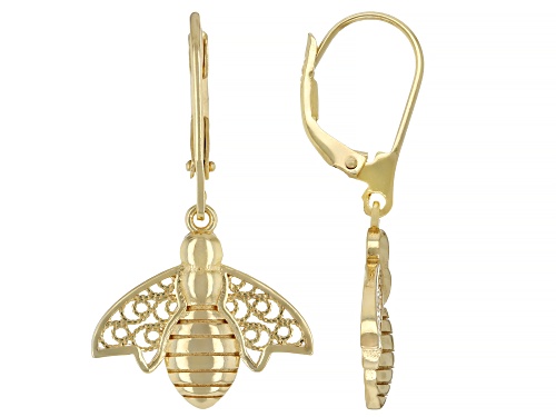 Pre-Owned Artisan Collection of Turkey™ 18K Yellow Gold Over Sterling Silver Bee Leverback Earrings