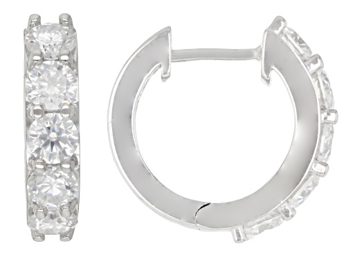 Pre-Owned MOISSANITE FIRE® 1.60CTW DEW ROUND BRILLIANT PLATINEVE® HOOP EARRINGS