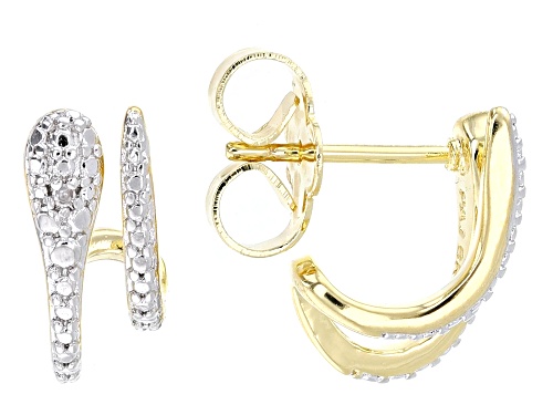 Pre-Owned Emulous™ Round White Diamond Accent 14k Yellow Gold Over Brass J-Hoop Earrings