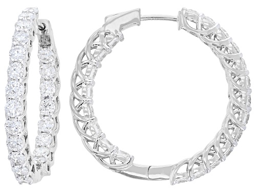 Pre-Owned Prazana®Lab-Grown Diamonds 3.00ctw Round White Diamond Platinum Over Silver Hoop Earrings,