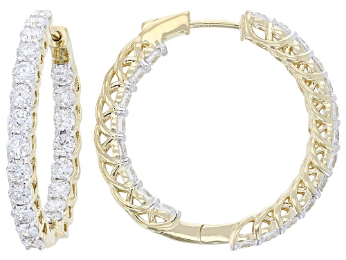 Pre-Owned Prazana®Lab-Grown Diamonds 3.00ctw Round White Diamond 14K Gold Over Silver Hoop Earrings,