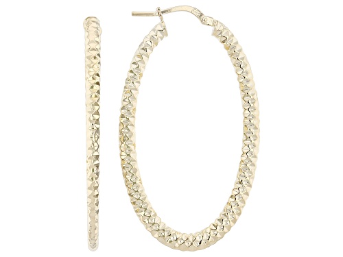 Pre-Owned Moda Al Massimo® 18k Yellow Gold Over Bronze Diamond Cut Oval Hoop Earrings