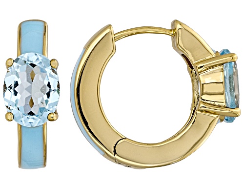 Pre-Owned 2.40ctw Glacier Topaz™ 18K Yellow Gold Plated Enamel Earrings