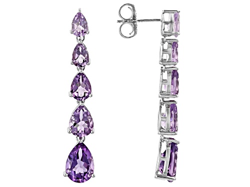 Pre-Owned 6.81ctw Canela Amethyst with Amethyst Rhodium Over Sterling Silver Earrings
