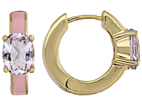 Pre-Owned 2.55ctw Amethyst 18K Yellow Gold Plated Enamel Earrings