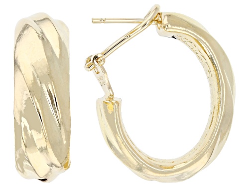 Pre-Owned Moda Al Massimo® 18k Yellow Gold Over Bronze 1" Oval Hoop Earrings. Made in Italy.