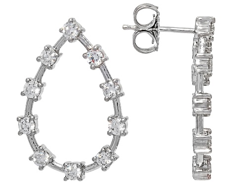 Pre-Owned Prazana® Lab-Grown Diamonds 1.60ctw White Diamond Rhodium Over Sterling Silver Drop Earrin