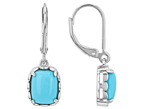 Pre-Owned Southwest Style by JTV™ Rectangular Cushion Sleeping Beauty Turquoise Sterling Silver Earr