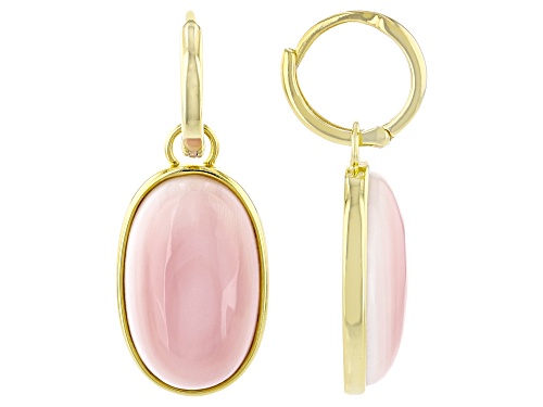 Pre-Owned 20x12mm Pink Conch Shel 18k Yellow Gold Over Sterling Silver Earrings