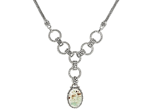 Pre-Owned Artisan Collection Of Bali™ 19x13mm Oval Aquaprase Cabochon Sterling Silver Necklace - Size 18