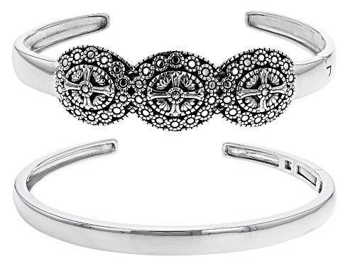 Photo of Pre-Owned Global Destinations™ Sterling Silver Set of 2 Cuff Bracelets - Size 7.25