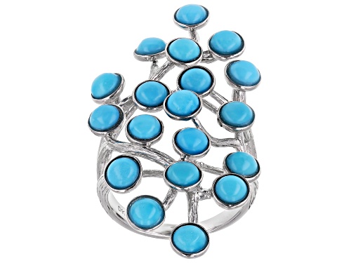 Photo of Pre-Owned Southwest Style By JTV™ 4mm Round Sleeping Beauty Turquoise Rhodium Over Silver Ring - Size 7