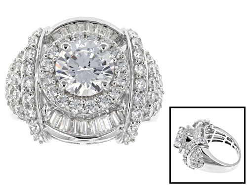 Photo of Pre-Owned Bella Luce ® 7.54ctw Diamond Simulant Round & Baguette Rhodium Over Silver Ring (4.26ctw D - Size 5