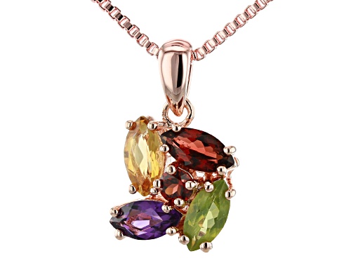 Pre-Owned Timna Jewelry Collection™ 2.24ctw Garnet, Citrine, Amethyst, and Peridot Copper Pendant Wi