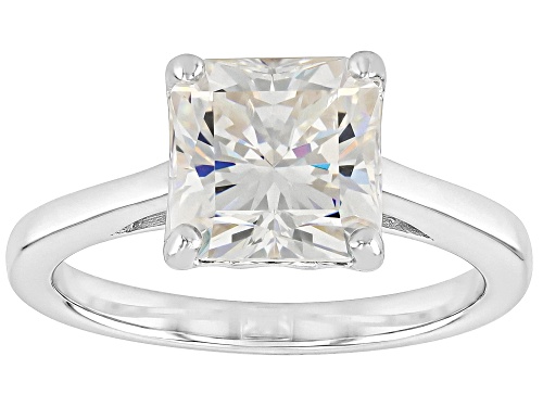 Pre-Owned 3.20CT SQUARE OCTAGONAL GLITTER CUT(TM) STRONTIUM TITANATE RHODIUM OVER SILVER RI - Size 7