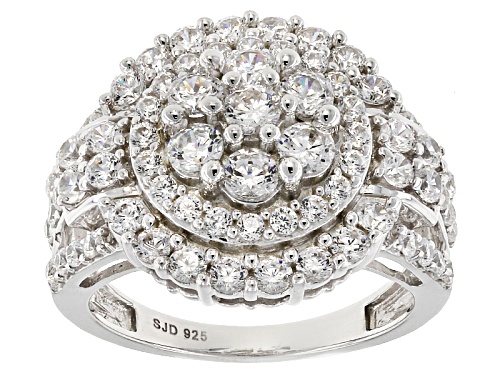 Photo of Pre-Owned Bella Luce ® 4.10ctw White Diamond Simulant Rhodium Over Sterling Silver Ring (2.12ctw Dew - Size 11