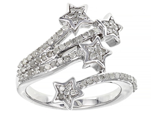 Photo of Pre-Owned 0.50ctw Round White Diamond Rhodium Over Sterling Silver Star Bypass Ring - Size 7