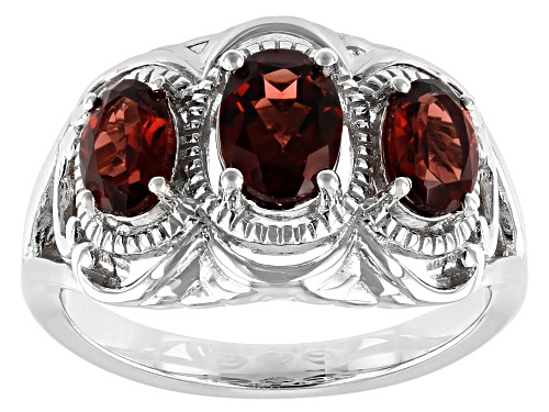 Pre-Owned 1.96ctw Oval Vermelho Garnet(TM) Rhodium Over Sterling Silver 3-Stone Ring - Size 8.5