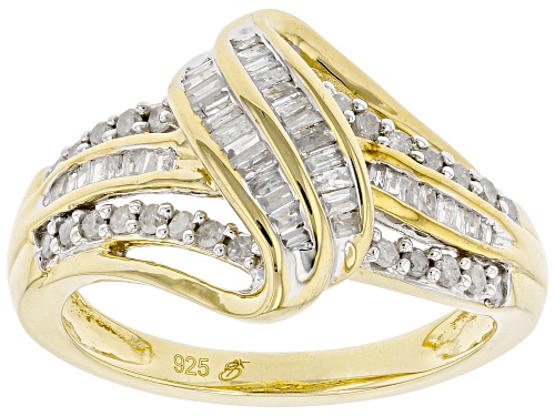 Pre-Owned Engild™ 0.50ctw Round And Baguette White Diamond 14K Yellow Gold Over Sterling Silver Cros - Size 9