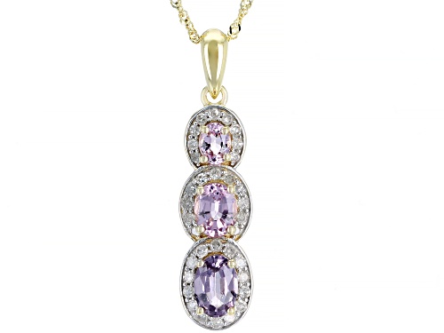 Pre-Owned .91ctw Oval Mixed-Color Spinel With .21ctw Round White Diamonds 14k Yellow Gold Pendant Wi