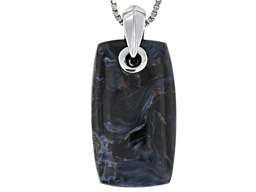 Pre-Owned 21x12mm Rectangular Cushion Cabochon Blue Pietersite Sterling Silver Pendant With Chain