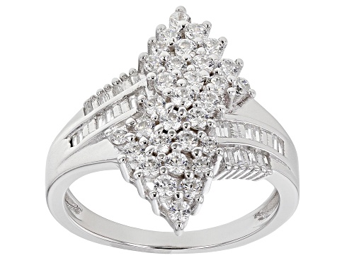 Pre-Owned Bella Luce ® 1.69ctw Platinum Over Sterling Silver Ring (1.07ctw DEW) - Size 5