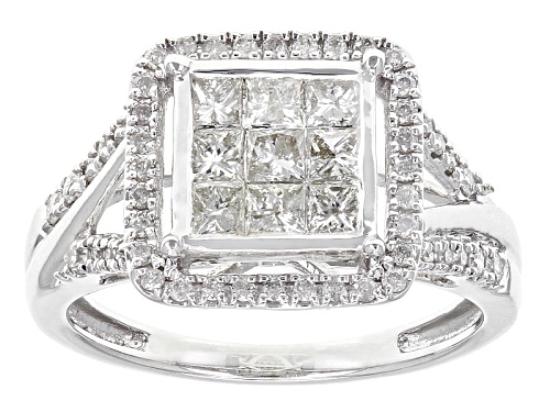 Photo of Pre-Owned 1.00ctw Round And Princess Cut White Diamond 10k White Gold Ring - Size 7