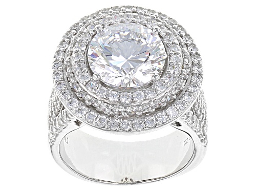 Pre-Owned Bella Luce® Dillenium Cut 9.65ctw Diamond Simulant Rhodium Over Sterling Silver Ring (6.09 - Size 10