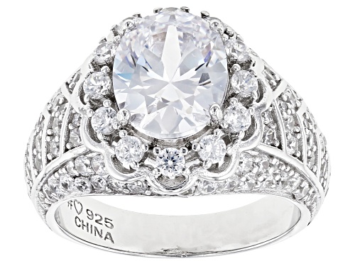 Pre-Owned Bella Luce ® 6.23ctw Rhodium Over Sterling Silver Ring (4.13ctw DEW) - Size 5