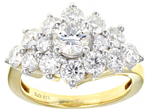 Photo of Pre-Owned MOISSANITE FIRE® 2.64CTW DEW RD 14K YELLOW GOLD OVER STERLING SILVER RING - Size 8