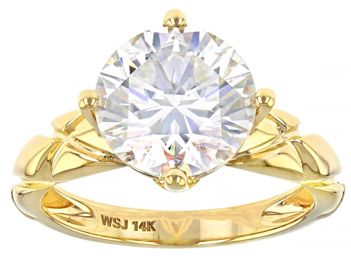 Pre-Owned MOISSANITE FIRE(R) 3.60CT DEW ROUND 14K YELLOW GOLD RING - Size 9