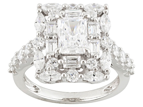 Pre-Owned Bella Luce ® 4.87ctw Rhodium Over Sterling Silver Ring (3.02ctw Dew) - Size 5