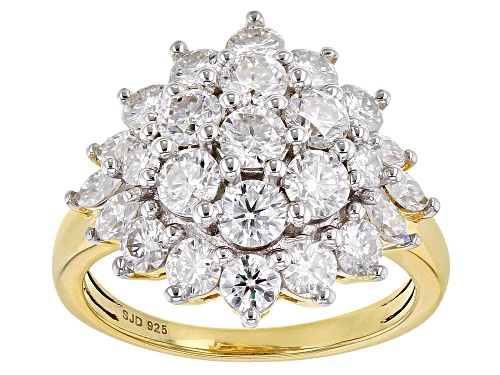 Photo of Pre-Owned MOISSANITE FIRE(R) 2.66CTW DEW 14K YELLOW GOLD OVER SILVER RING - Size 8