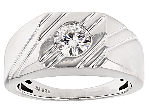 Photo of Pre-Owned Moissanite Fire® .80ct Dew Round Platineve™ Gents Ring - Size 9