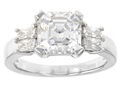 Pre-Owned MOISSANITE FIRE(R) 3.32CTW DEW ASSCHER AND BAGUETTE CUT PLATINEVE(R) RING - Size 10