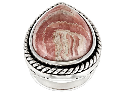 Photo of Pre-Owned Southwest Style by JTV™ 25x18mm Pear Shape Rhodochrosite Silver Solitaire Ring - Size 5
