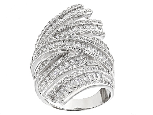 Pre-Owned Bella Luce ® 6.41ctw Rhodium Over Sterling Silver Ring (4.25ctw Dew) - Size 5