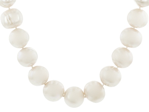 Pre-Owned 13-15mm White Cultured Freshwater Pearl Rhodium Over Sterling Silver 22 Inch Strand Neckla - Size 22