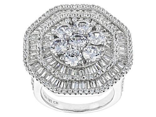 Photo of Pre-Owned Bella Luce ® 8.24ctw Rhodium Over Sterling Silver Ring (4.97ctw Dew) - Size 5