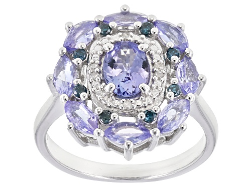 Photo of Pre-Owned 1.65ctw tanzanite, .10ctw blue diamonds & .02ctw white diamond accent rhodium over silver - Size 9