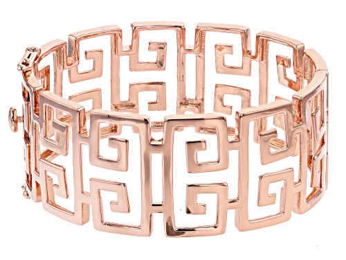 Pre-Owned Timna Jewelry Collection™ Copper Greek Key Pattern Hinged Bangle Bracelet - Size 7.5