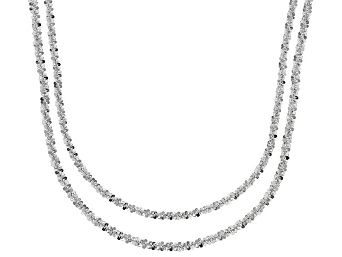 Pre-Owned Sterling Silver Diamond Cut Criss Cross Chain Necklace Set 20 Inch & 24 Inch