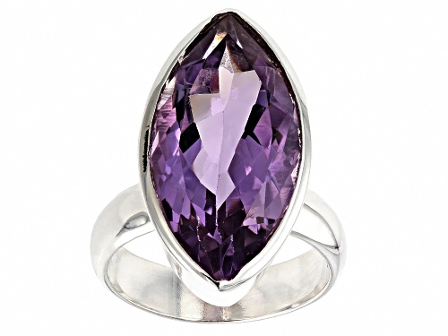 Pre-Owned 10.00ct Marquise Brazilian Amethyst Solitaire, Sterling Silver Ring - Size 7
