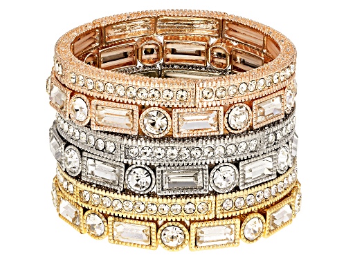 Photo of Pre-Owned Off Park ® Collection White Crystal Three-Tone Stretch Bracelet Set Of 6