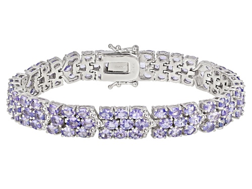 Pre-Owned 15.47CTW OVAL TANZANITE RHODIUM OVER STERLING SILVER BRACELET ...