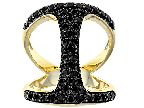 Pre-Owned Moda Al Massimo® .90ctw Black Spinel 18k Yellow Gold Over Bronze Bar Ring - Size 4