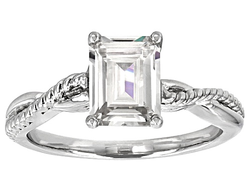 Photo of Pre-Owned Moissanite Fire® 1.75ctw Diamond Equivalent Weight Emerald Cut Platineve™ Ring - Size 11