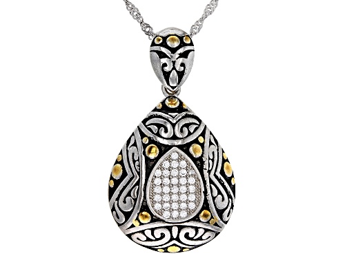 Pre-Owned Bella Luce Arte™ 0.32ctw White Diamond Simulant Rhodium Over Silver Pendant With Chain
