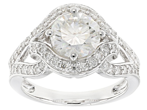 Photo of Pre-Owned Moissanite Fire® 2.66ctw Diamond Equivalent Weight Round Platineve™ Ring - Size 10