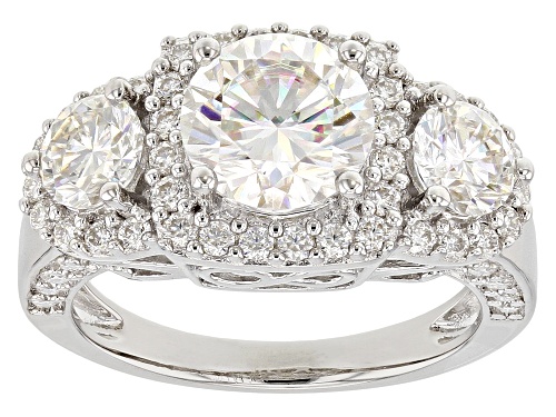 Pre-Owned Moissanite Fire® 3.90ctw Diamond Equivalent Weight Round Platineve™ Ring - Size 11